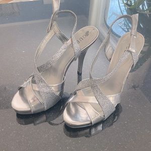 Guess Silver strap he high heel sandals.